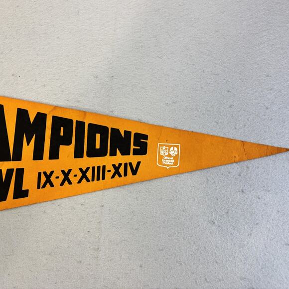 Vtg 1980 Pittsburgh Steelers Champions Pennant Gerry Moon Mullins 72 Autographed - Picture 3 of 8